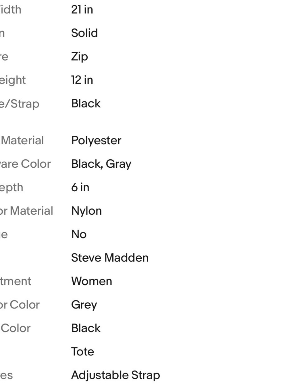 Steve Madden Gray Tote Bag - Picture 3 of 5